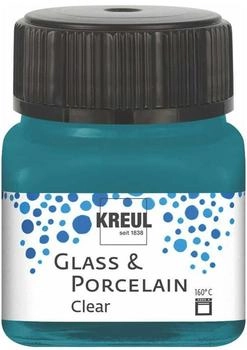 Kreul 16216 Glass & Porcelain Clear t&uuml;rkis, im 20 ml Glas, transparente Glas- und Porzellanmalfarbe auf Wasserbasis, schnelltrocknend, glasklar