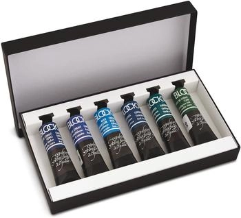 BlockX Künstler-Ölfarben im Set "Kobalt-Farbtöne", 6 x 20 ml, brillante Farben mit höchster Pigmentkonzentration, 100 % lichtecht