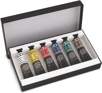 BlockX 40643 Künstler-Ölfarben im Set Standard, 6 x 20 ml, brillante Farben mit höchster Pigmentkonzentration, 100% lichtecht, bunt