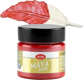 Viva Decor Maya Gold Feuerrot 45 ml Acrylfarbe mit Metallic Effekt