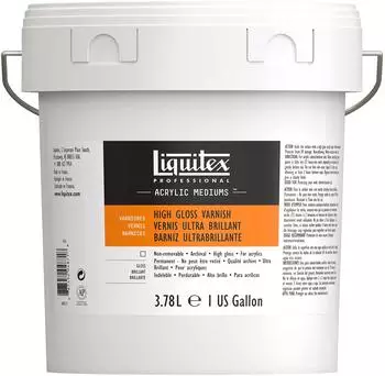Liquitex 5836 Professional hochglänzender Firnis für Acrylfarben hochelastisch Schlussfirnis in Archivqualität 3,78 Liter Eimer Transparent Hochglanzlack