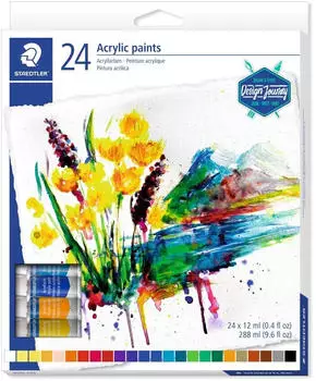 Staedtler 8500 C24 Acrylfarben (hoch pigmentiert weicher Farbabstrich leicht mischbar K&uuml;nstlerqualit&auml;t) Kartonetui mit 24 brillanten Farbtuben &agrave; 12 ml