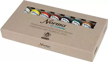 Schmincke NORMABlue 71200097 Kartonset mit 8 x 35 ml Tuben feinste wasservermalbare K&uuml;nstler-&Ouml;lfarben h&ouml;chstpigmentiert lichtecht vegan