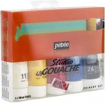 Pébéo Gouache Studio Primärfarben-Set, 5 Tuben 100ml (230300)