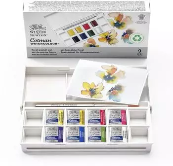 Winsor & Newton Cotman Aquarell Taschenset Floral, 8 halbe N&auml;pfchen (0390671)