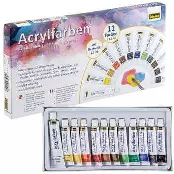 Idena Acrylfarbenset 12 teilig mit deckenden Acrylfarben (622199)