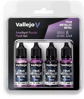 Vallejo True Metallic Metal Farben-Set, Amethyst Lila, 4 Flaschen (77255)