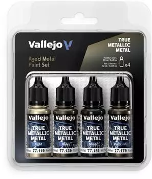 Vallejo True Metallic Metal Aged Metal Farben-Set, 4 Farben (77258)
