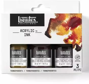 Liquitex Ink Acrylfarben-Tinten-Set Transparente Braunt&ouml;ne 3x30ml (3699239)
