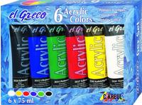 KREUL el Greco Acrylfarben farbsortiert 6 x 75,0 ml, 6 St.