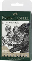 Faber-Castell Pitt Artist Pen Tuschestift, 8er Etui, schwarz, 8 Farben, Schwarz,