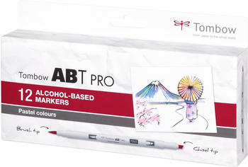 Tombow ABT Pro Keilspitze/Pinselspitze 12 Stück Pastel Colors (ABTP-12P-2)