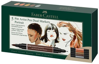 Faber-Castell Pitt Artist Pen Dual Marker Tuschestift farbig sortiert 5 -Stk. (162009)