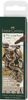 Faber-Castell Tuschestift Pitt Artist Pen 4er Etui Spitze: sortiert sepia (167101)