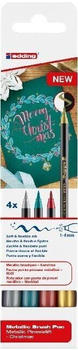 edding Brush-Pen 1340 Metallic Xmas-Set farbig sortiert Pinselspitze flexibel 4 St&uuml;ck