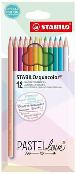STABILO Aquarellstifte aquacolor Pastellove 1612/7 farbig sortiert 12 Stück