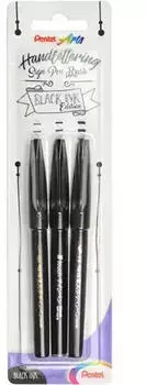 Pentel Brush-Pen XSES15/3 Brush Sign Pen Pigment Black Edition 3 Stück