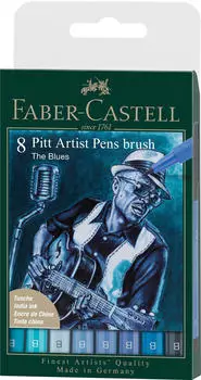 Faber-Castell Brush-Pen 167173 Pitt Artist Pen Blaut&ouml;ne sortiert The Blues Pinselspitze 8-Stk. (167173)