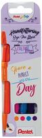 PENTEL Kalligraphie-Stift SES15-4COL Faserschreiber Brush Sign Pen 4er Etui...