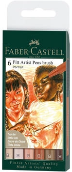 Faber-Castell Brush-Pen 167167 Pitt Artist Pen farbig sortiert Portrait Pinselspitze 6-Stk. (167167)