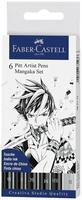 Faber-Castell 167124, Faber-Castell Tuschest. Pitt Artist Pen Manga 6x schw.