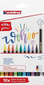 edding Brush-Pen 1340 Pinselspitze flexibel glitter/farbig sortiert 10 St&uuml;ck