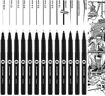 MOLOTOW Schreibstifte Blackliner Permanent Komplettset 13-teilig (Schwarz 13 x)