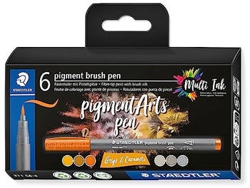 Staedtler Brush Pen Pigment 371 Greys & Caramel 6er Set (371 C6-4)