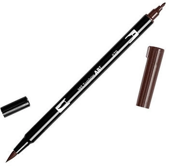 Tombow 6 x Dual-Fasermaler ABT mit Rundspitze/Pinselspitze brown (ABT-879)