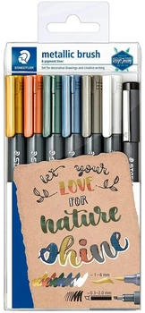 Staedtler Brush-Pen 8321 TB7 metallicundwhite brush sortiert Pinselspitze und Pigment Liner 7 St&uuml;ck