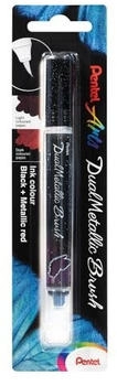 Pentel Brush-Pen XGFH-DAX Dual Metallic Brush schwarz/metallic-rot Pinselspitze flexibel