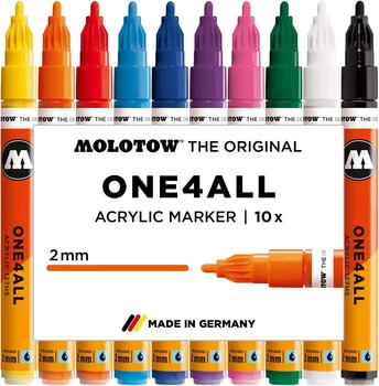 MOLOTOW Acrylstifte One4All 127HS Basic Set 1 sortiert Rundspitze 2mm wasserfest 10 Stück