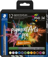 Staedtler 371 C12-3, STAEDTLER MultiInk Pigment Arts brush pen 12er-Set Nature...