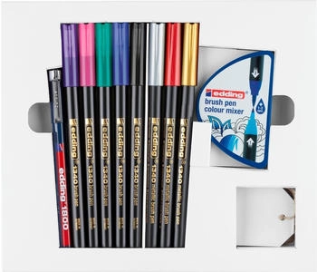 edding Brush-Pen 1340 Happy Lettering 9+2 Set farbig sortiert 9 Stifte und Farbmixer 11 Teile
