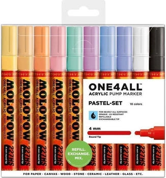 MOLOTOW Acrylstifte One4All 227HS Pastel-Set sortiert Rundspitze 4mm wasserfest 10 St&uuml;ck