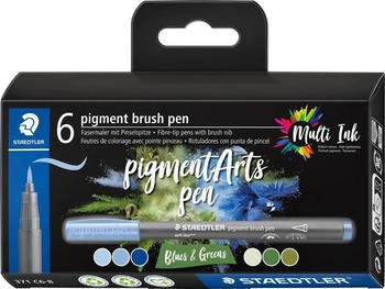 Staedtler Pigment brush pen Blues & Greens 6 Stück (371 C6-8)