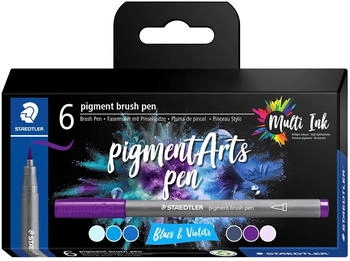 Staedtler Malstifte Fasermaler mit Pinselspitze (Blues & Violets 6 x) (371 C6-2)