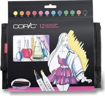 COPIC Classic Set Grafikmarker im Wallet - Leuchtende Farben - Nachf&uuml;llbar mit Ink - 12Stk