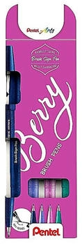 Pentel Brush-Pen SES15P-4 Pastel Brush Pen Set farbig sortiert Pinselspitze flexibel 4 Stück