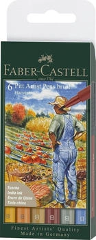 Faber-Castell Tuschestifte Pitt Artist Pen brush 167179 Harvest sortiert Pinselspitze 6 St&uuml;ck