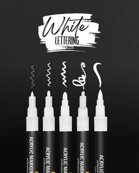 Online 18511 White Lettering Set Fineliner und Brushpen 5er Set im Kartonetui