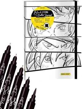 Online 08190 Bullet Journal Manga & Black Lettering Set