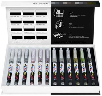 Persen Karin Brushmarker Pigment Set 12 Graut&ouml;ne Acrylmarker