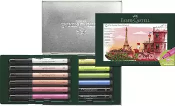 Faber-Castell 267136 Geschenkset Paris 12 Tuschestifte Pitt Artist Pen Strichstärken FM S B