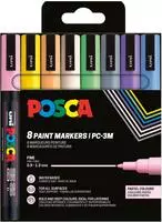 POSCA 401660, POSCA marker s&aelig;t PC-3M 8 ass. Pastel farver