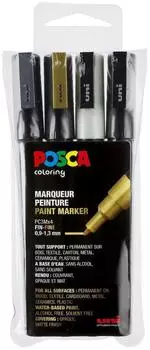 Mitsubishi Pencil PC-3M Marker feine Rundspitze, 4er Set (PC3M/4AASS09)