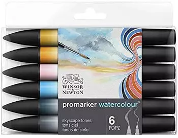 Winsor & Newton ProMarker Aquarellmarker Himmelstöne Set, 6 Farben (0290168)