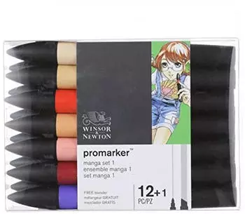 Winsor & Newton ProMarker Manga Marker Set 1, 12+1 Stück (0290139)