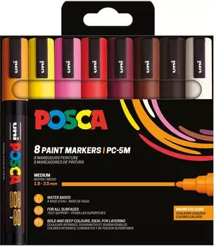 Posca Marker Set 8 Acrylstifte PC-5M Permanent 1,2,5 mm Rundspitze (182549)