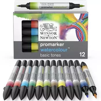 Winsor & Newton Promarker Watercolour Set 12 Marker Basistöne (0290165)